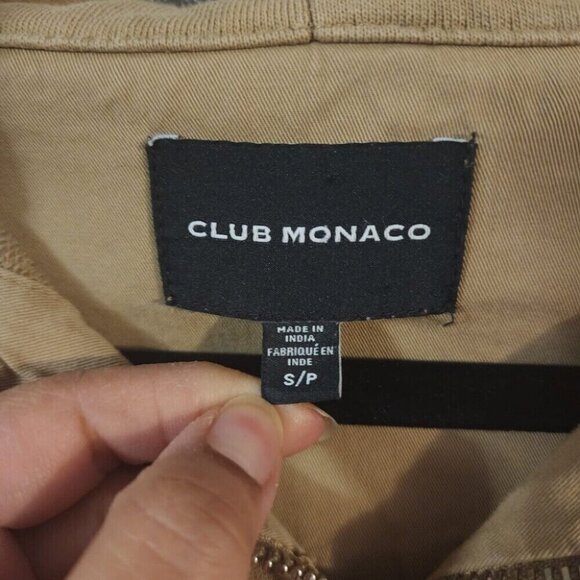 Club Monaco Men Tan Khaki Half Zip Up Hoodie Pullover Sweatshirt Casual Size S/P - Picture 5 of 7